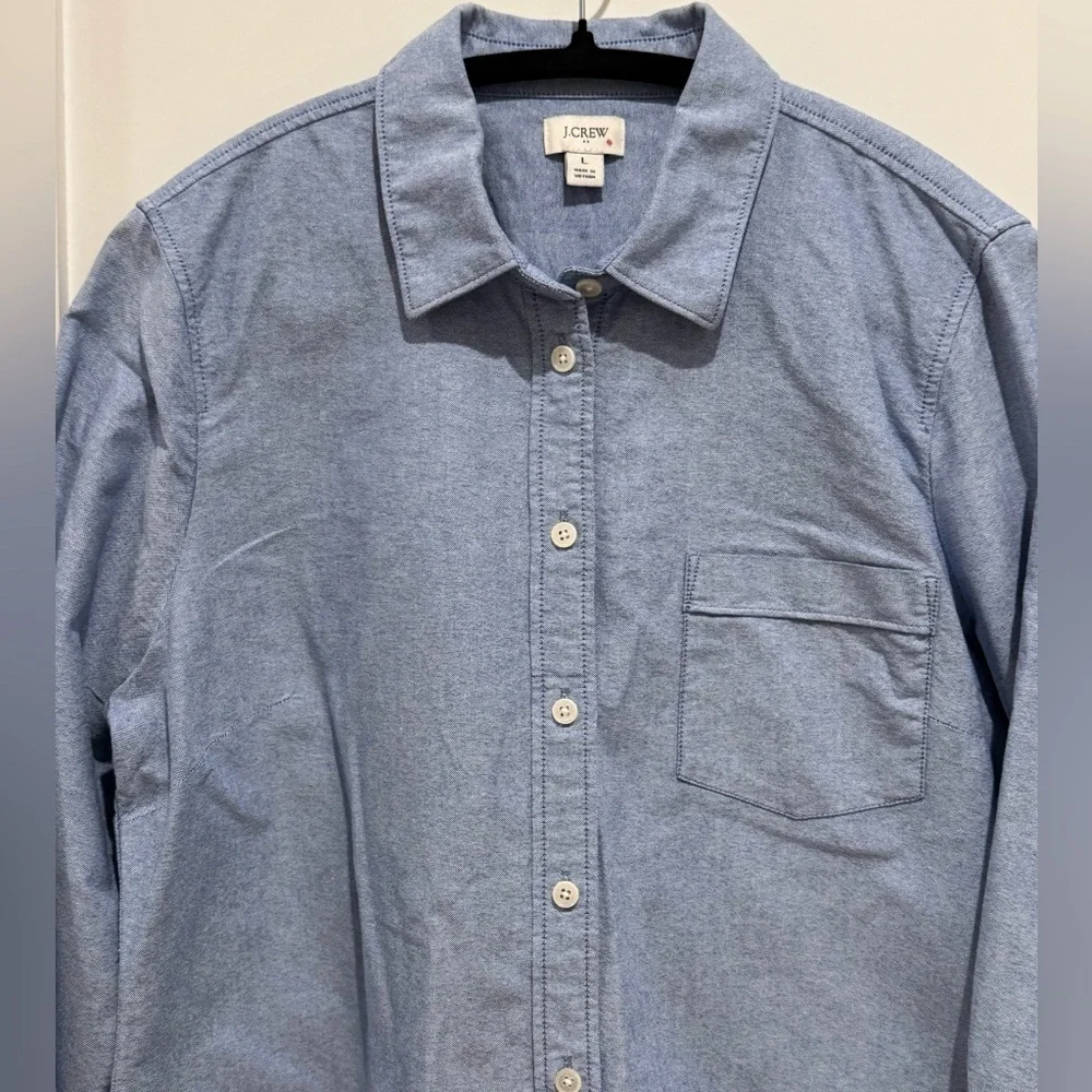 J. Crew Men's Blue Shirt Oxford L preppy academia H